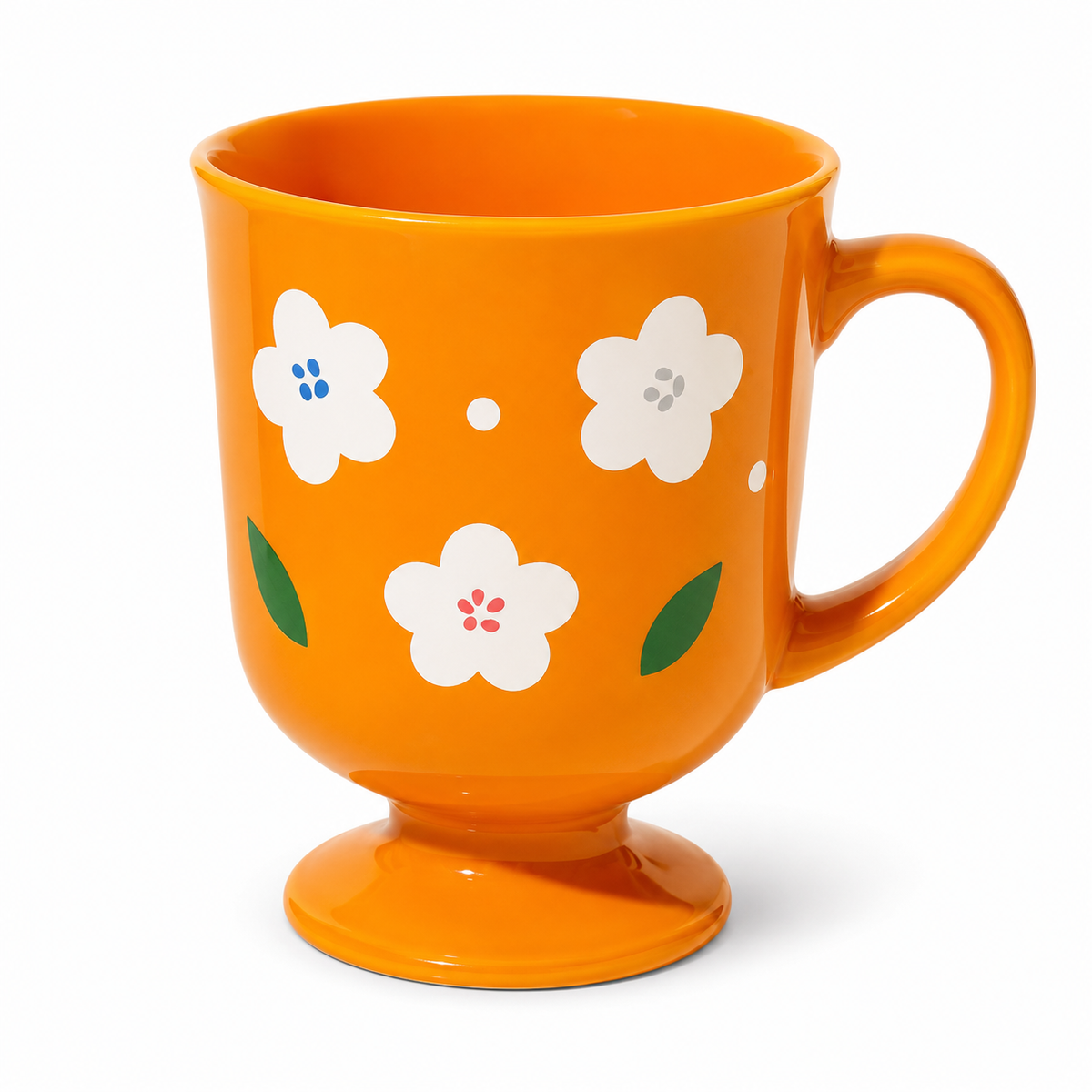 Retro Bloom Orange Pedestal Mug