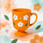 Retro Bloom Orange Pedestal Mug