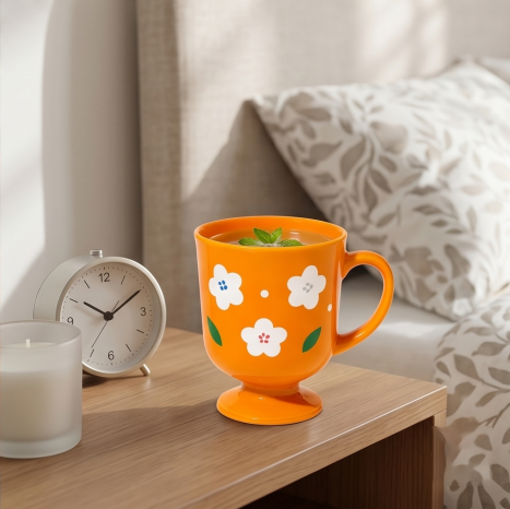 Retro Bloom Orange Pedestal Mug
