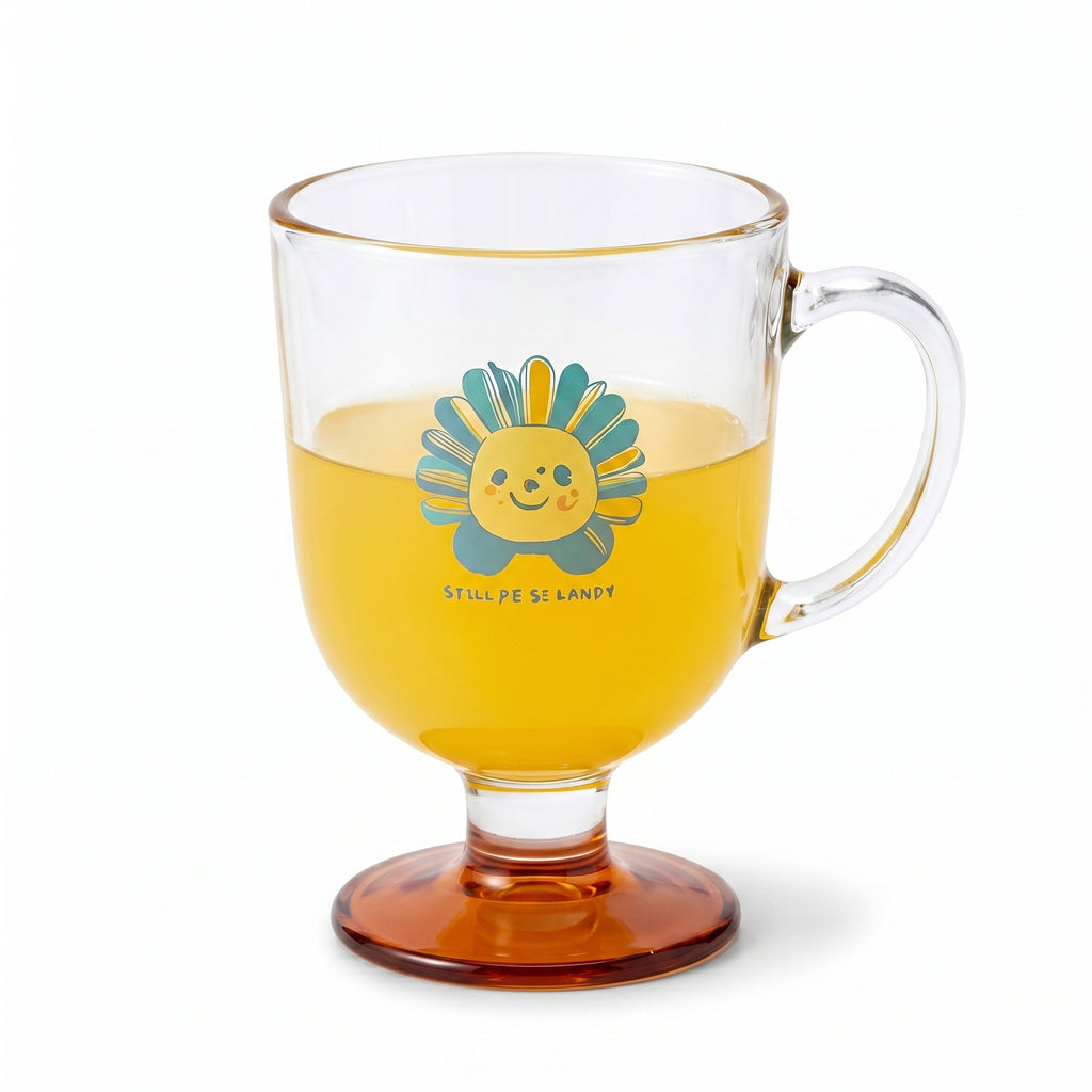 Cheerful Sunflower Pedestal Glass Mug