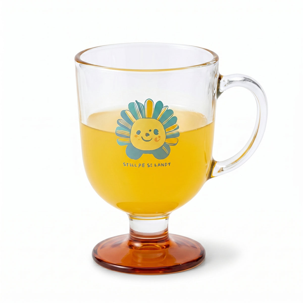 Cheerful Sunflower Pedestal Glass Mug