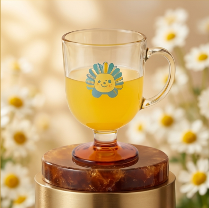 Cheerful Sunflower Pedestal Glass Mug
