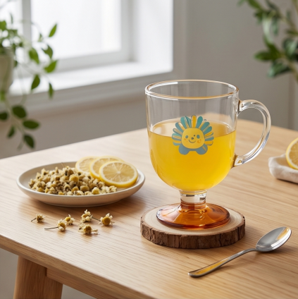 Cheerful Sunflower Pedestal Glass Mug