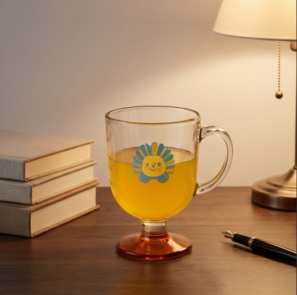 Cheerful Sunflower Pedestal Glass Mug