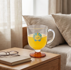 Cheerful Sunflower Pedestal Glass Mug
