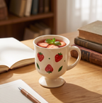 Sweet Strawberry Pedestal Ceramic Mug