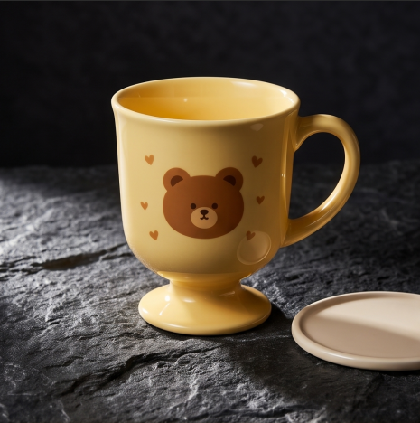 Sunny Yellow Bear Pedestal Ceramic Mug