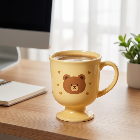 Sunny Yellow Bear Pedestal Ceramic Mug