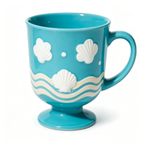 Turquoise Ocean Seashell Pedestal Mug