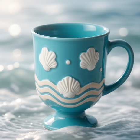 Turquoise Ocean Seashell Pedestal Mug