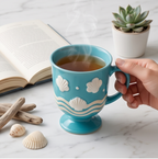 Turquoise Ocean Seashell Pedestal Mug