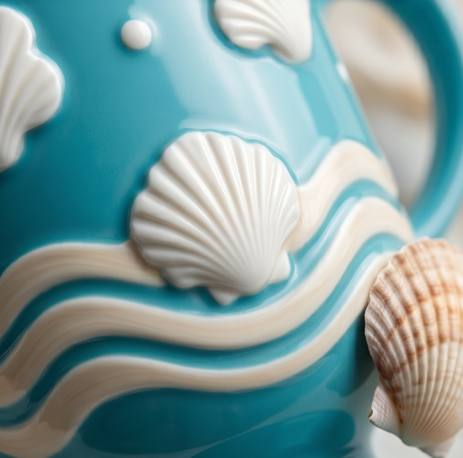Turquoise Ocean Seashell Pedestal Mug