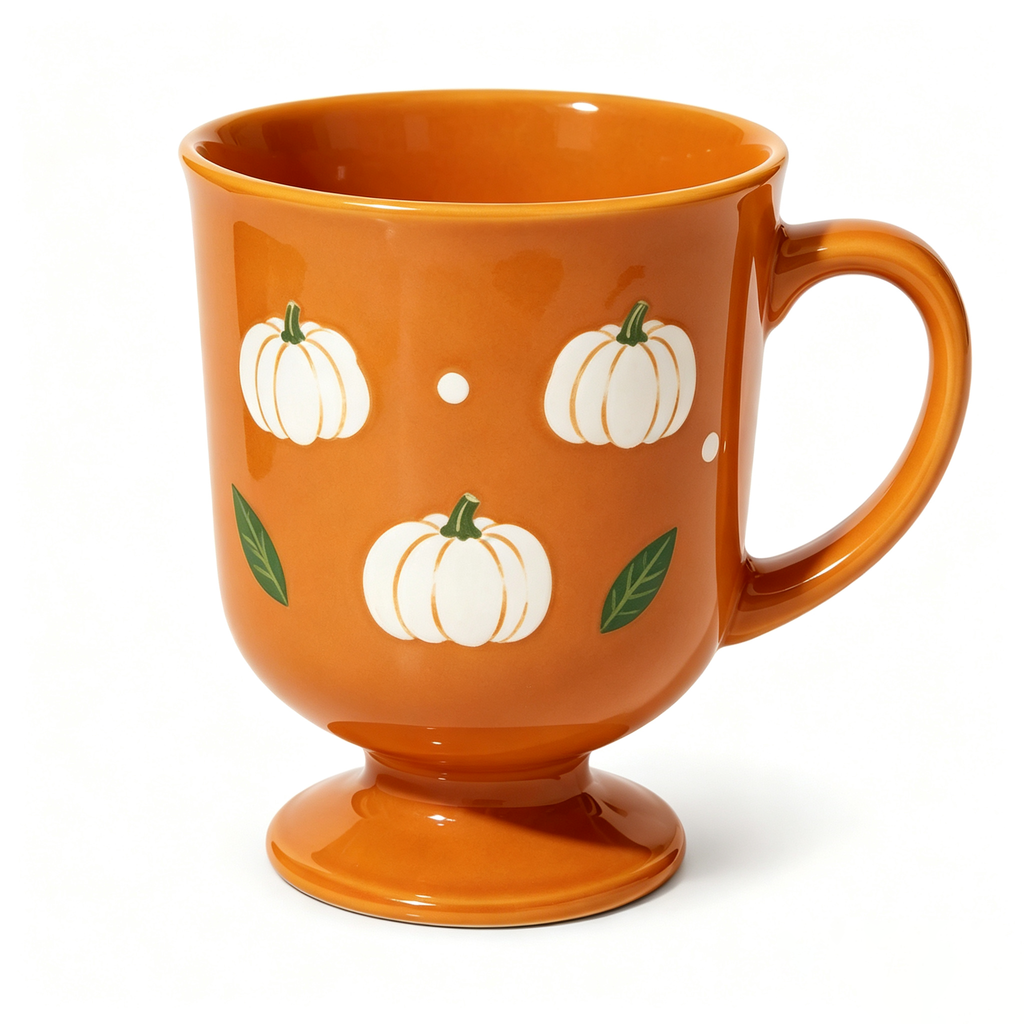 Autumn Harvest White Pumpkin Pedestal Mug
