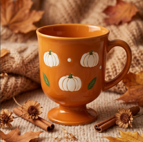 Autumn Harvest White Pumpkin Pedestal Mug