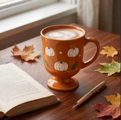 Autumn Harvest White Pumpkin Pedestal Mug