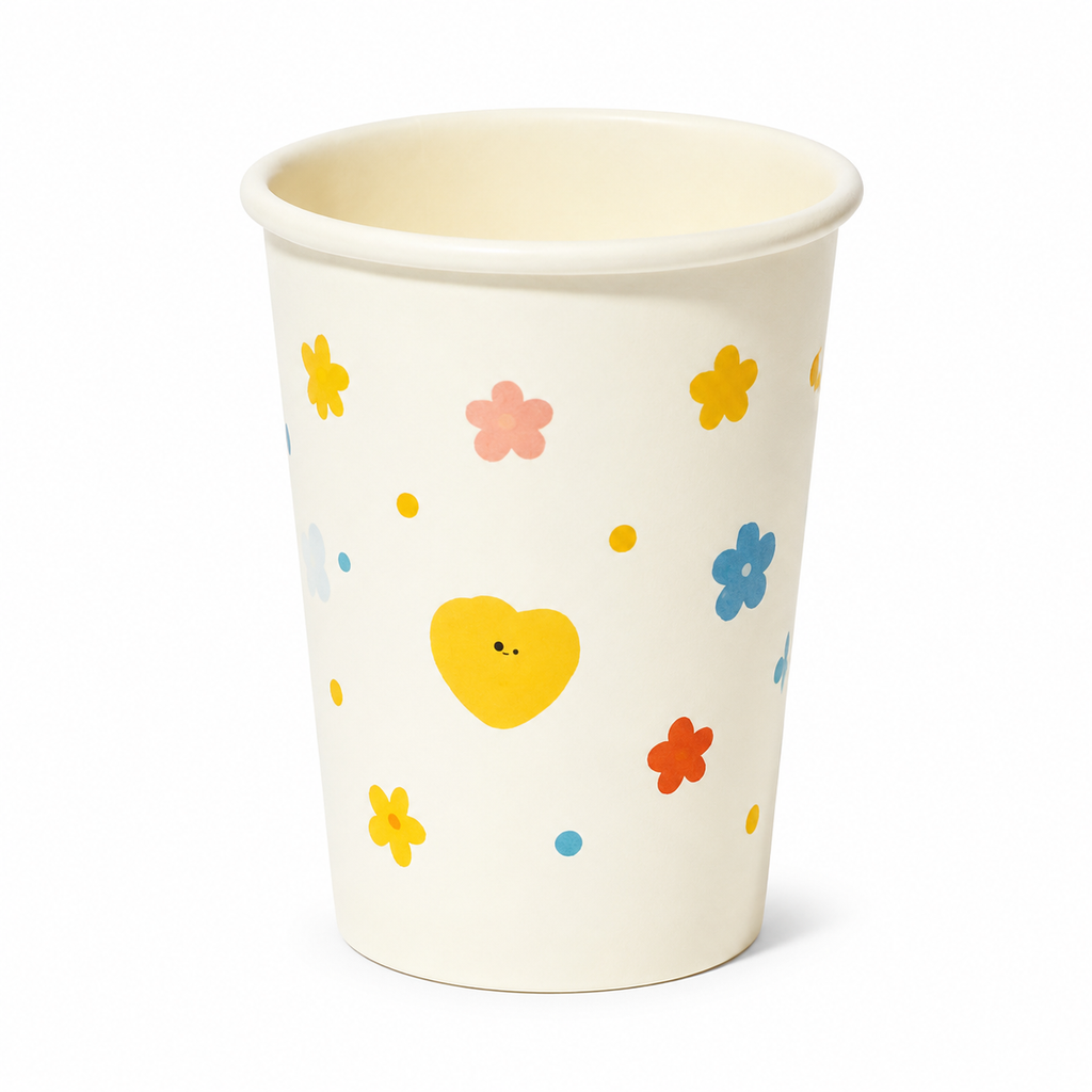 Happy Heart & Floral Disposable Paper Cups