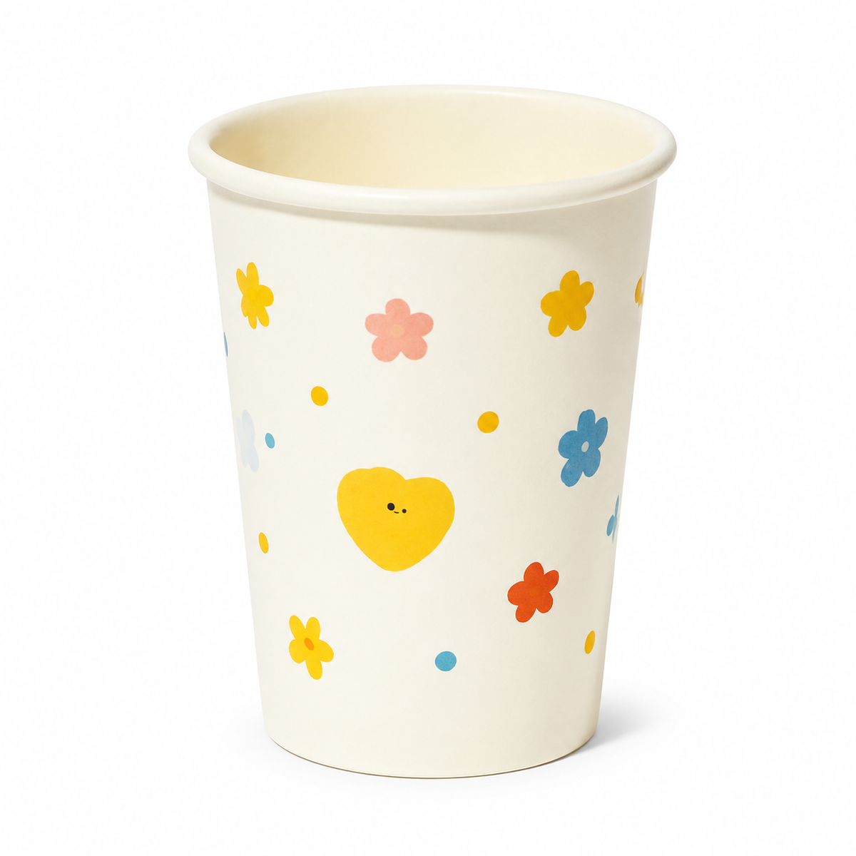 Happy Heart & Floral Disposable Paper Cups