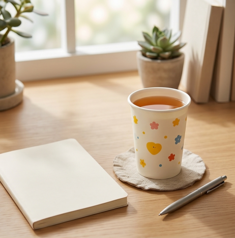 Happy Heart & Floral Disposable Paper Cups